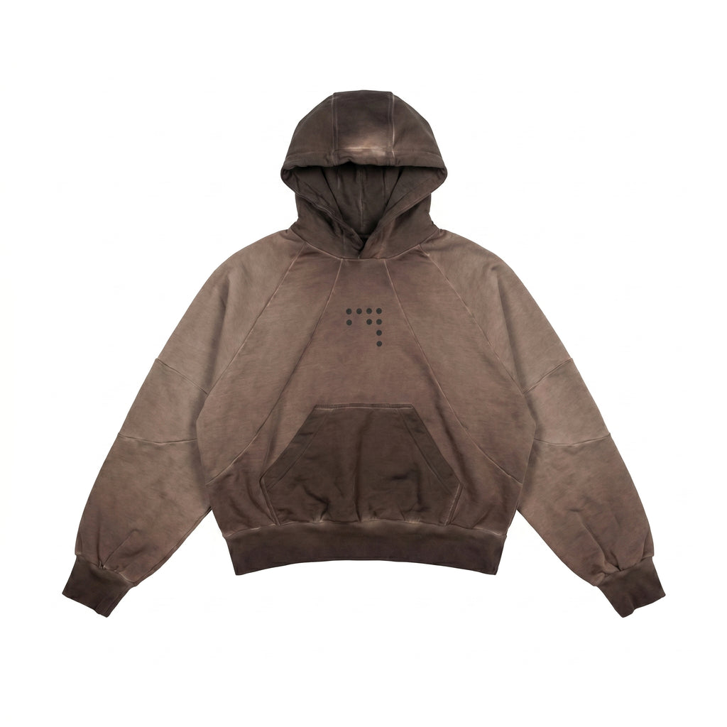 OIL WASHED DOUBLE RAGLAN HOODIE (KAHVE)